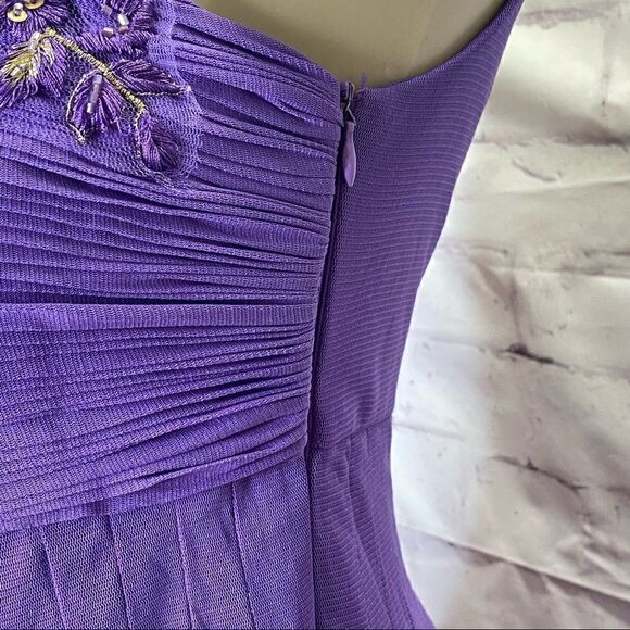 Sue Wong Purple Embellished One Shoulder Knee Length dress size 6 - Picture 4 of 9